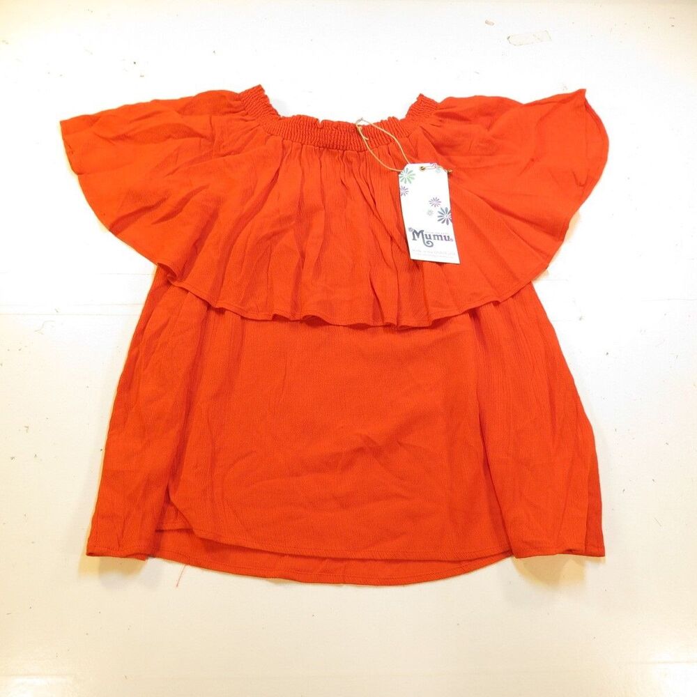 SHOW ME YOUR MUMU Womens S NEW CHIQUITA MALIBU BOHO PEASANT TOP SHIRT Red